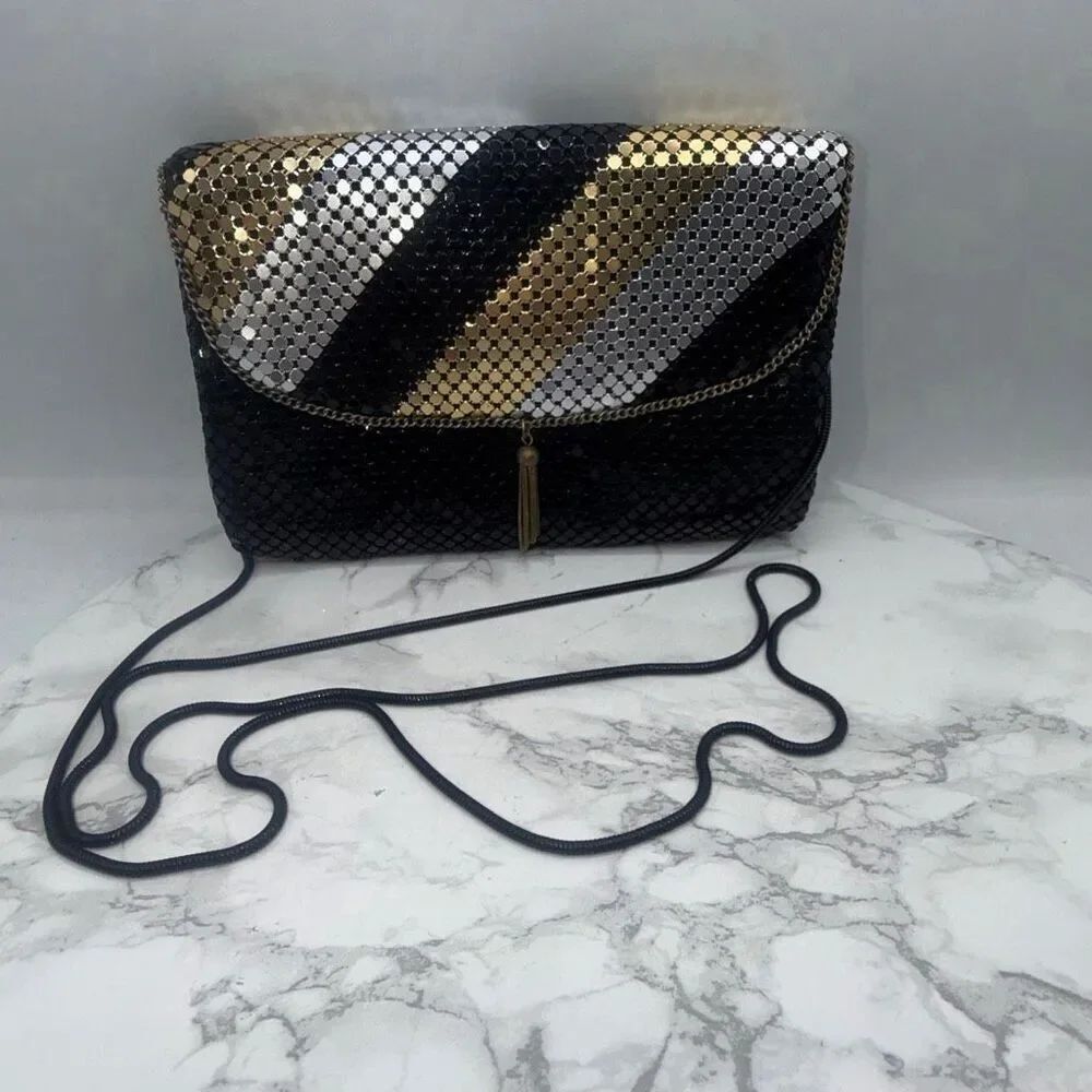 JESSICA STEVENS Black, Gold and Silver Glomesh Handbag